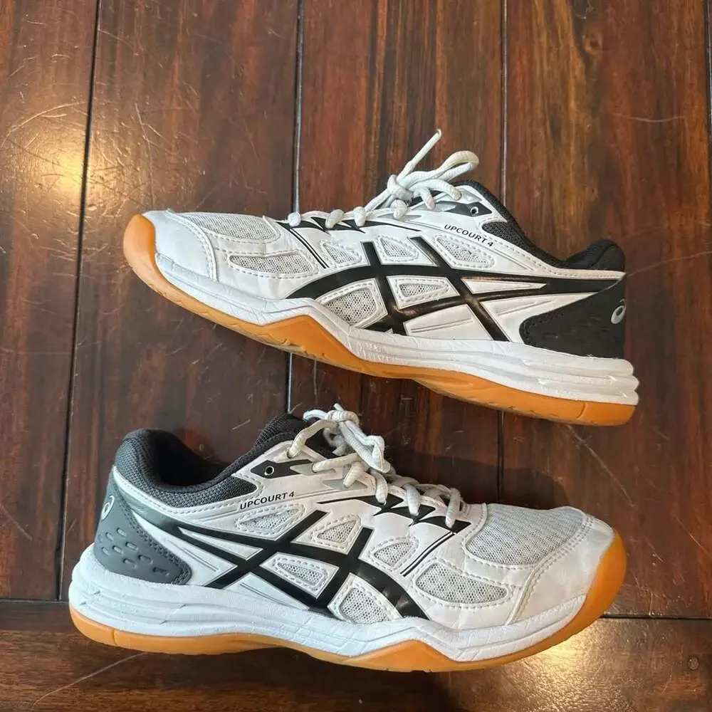 ASICS Women’s Upcourt 4 White and Black Indoor Court Volleyball Shoes